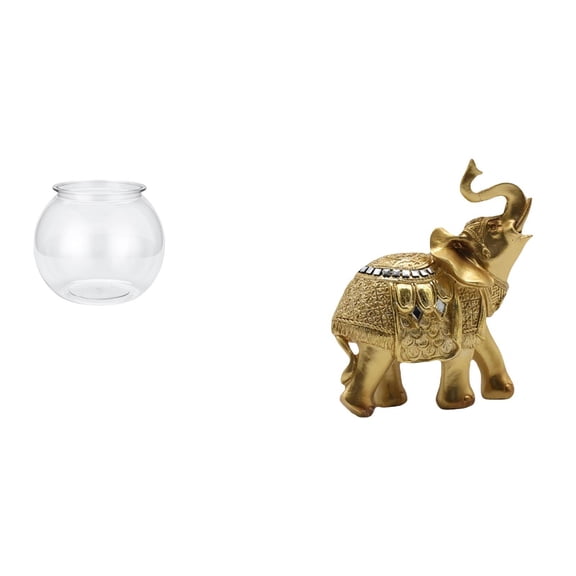 Desktop Aquarium Tank Elephant Figurine Fish Bowl Vase Resin Material for Office Home Decor Shelf Display