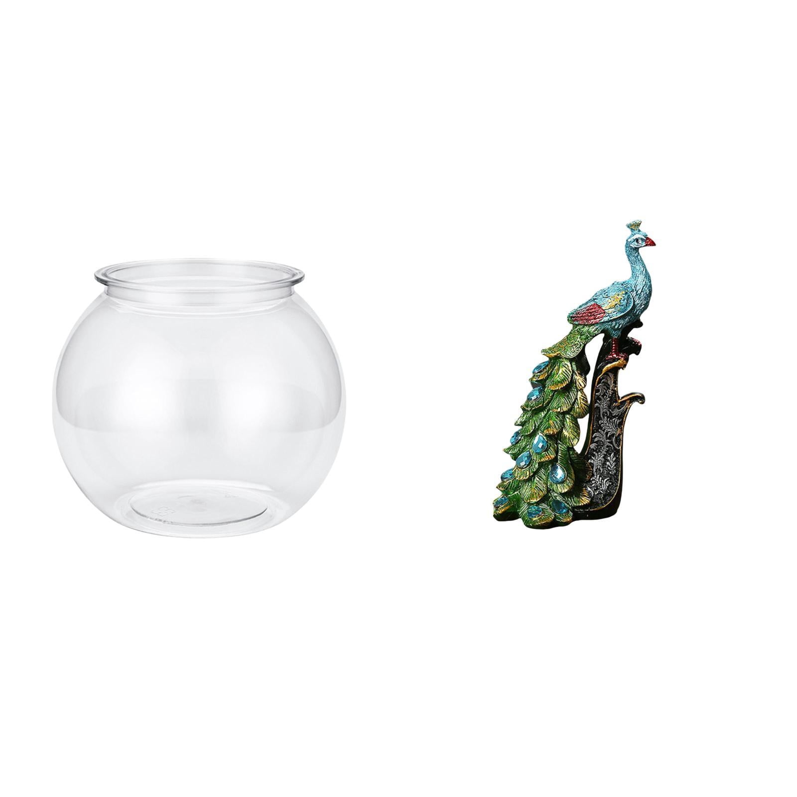 Desktop Aquarium Tank Peacock Statue Fish Bowl Vase Creative Resin Material for Bedroom Office Tabletop Decoration
