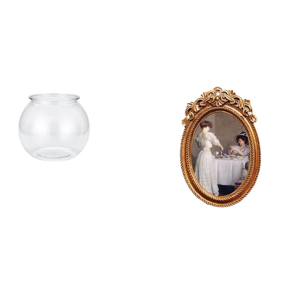 Desktop Aquarium Tank Transparent Fish Bowl Resin Material Tabletop Display for Office Home Decor