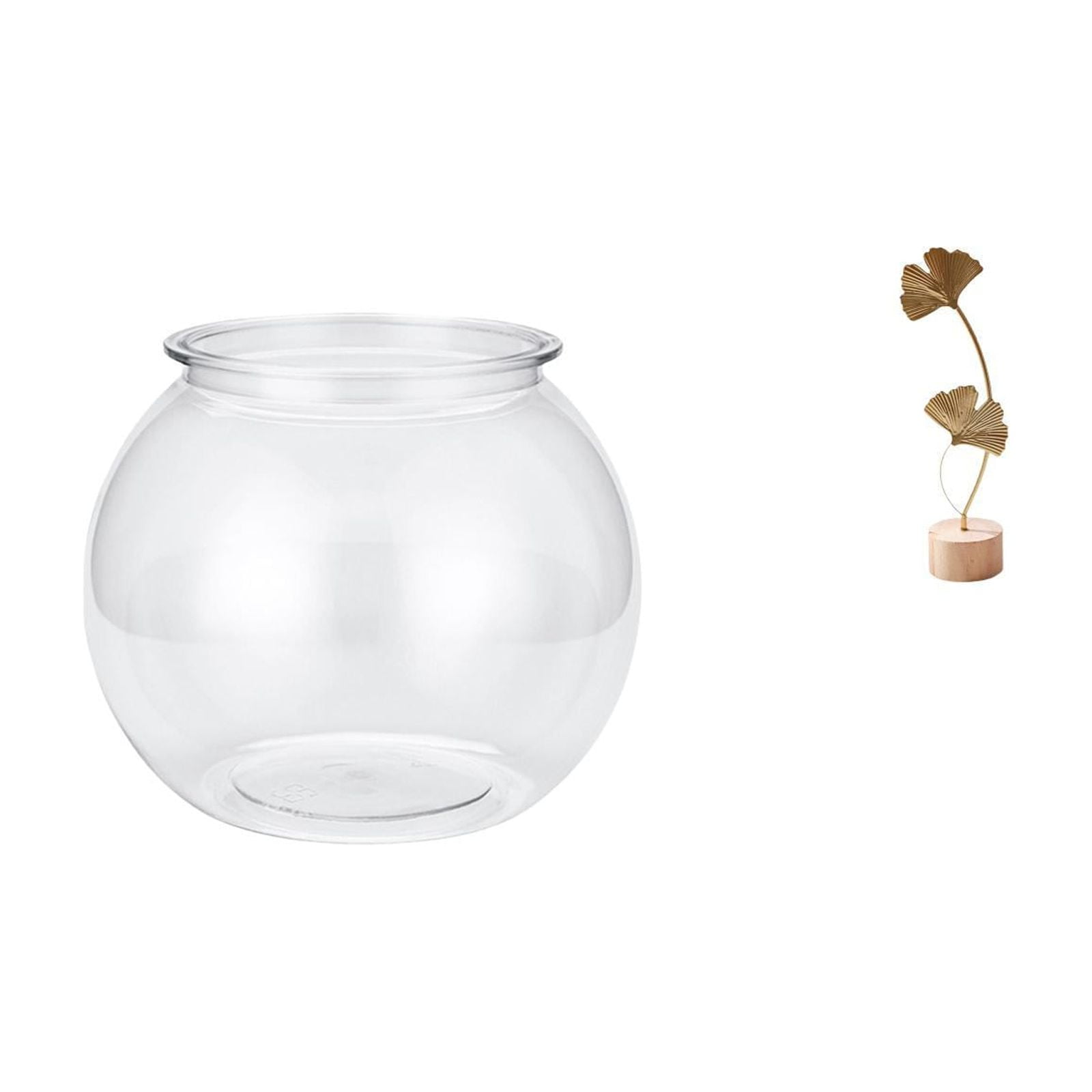 Desktop Aquarium Tank Transparent Fish Bowl Vase Metal Leaf Sculpture Artistic Design for Living Room Office Bedroom