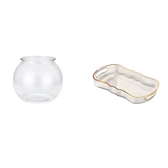 Desktop Aquarium Tank Transparent Fish Bowl Vase PP Material Rectangle Tray for Office Table Living Room Home Organizer