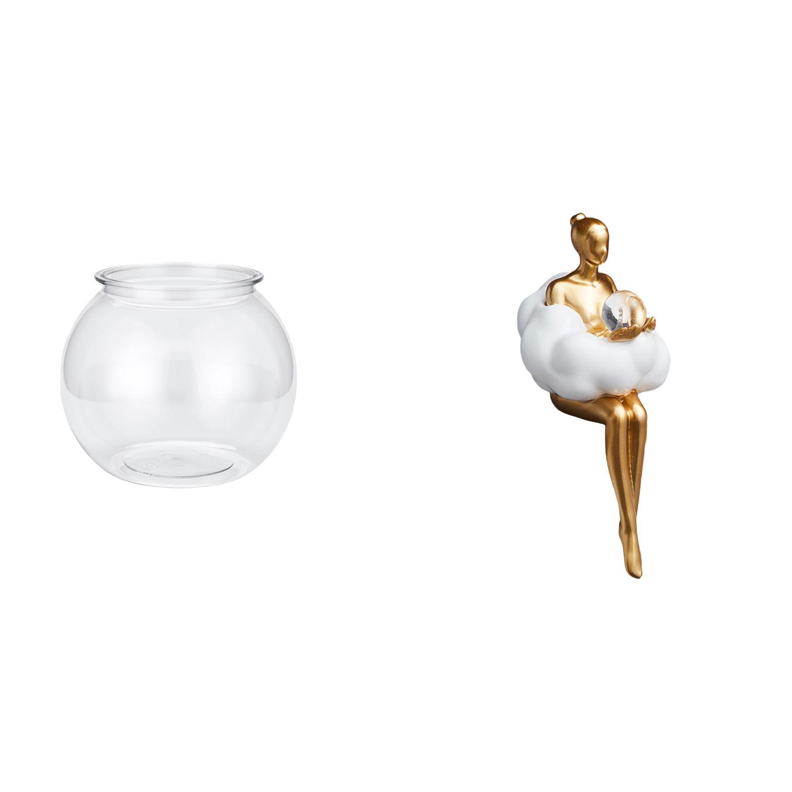 Desktop Aquarium Tank Transparent Fish Bowl Vase Resin Material Art Statue Figurine Suitable for Desk Bookshelf Display