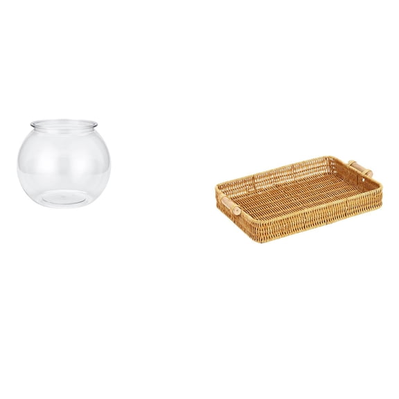Desktop Aquarium Tank Transparent Fish Bowl Vase Woven Basket PP Material for Living Room Bedroom Table Desk