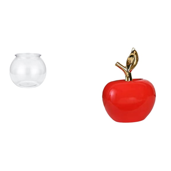 Desktop Aquarium Tank Transparent Small Fish Bowl Vase Ceramic Figurine Unique Ornament for Office Home Cafe Decoration