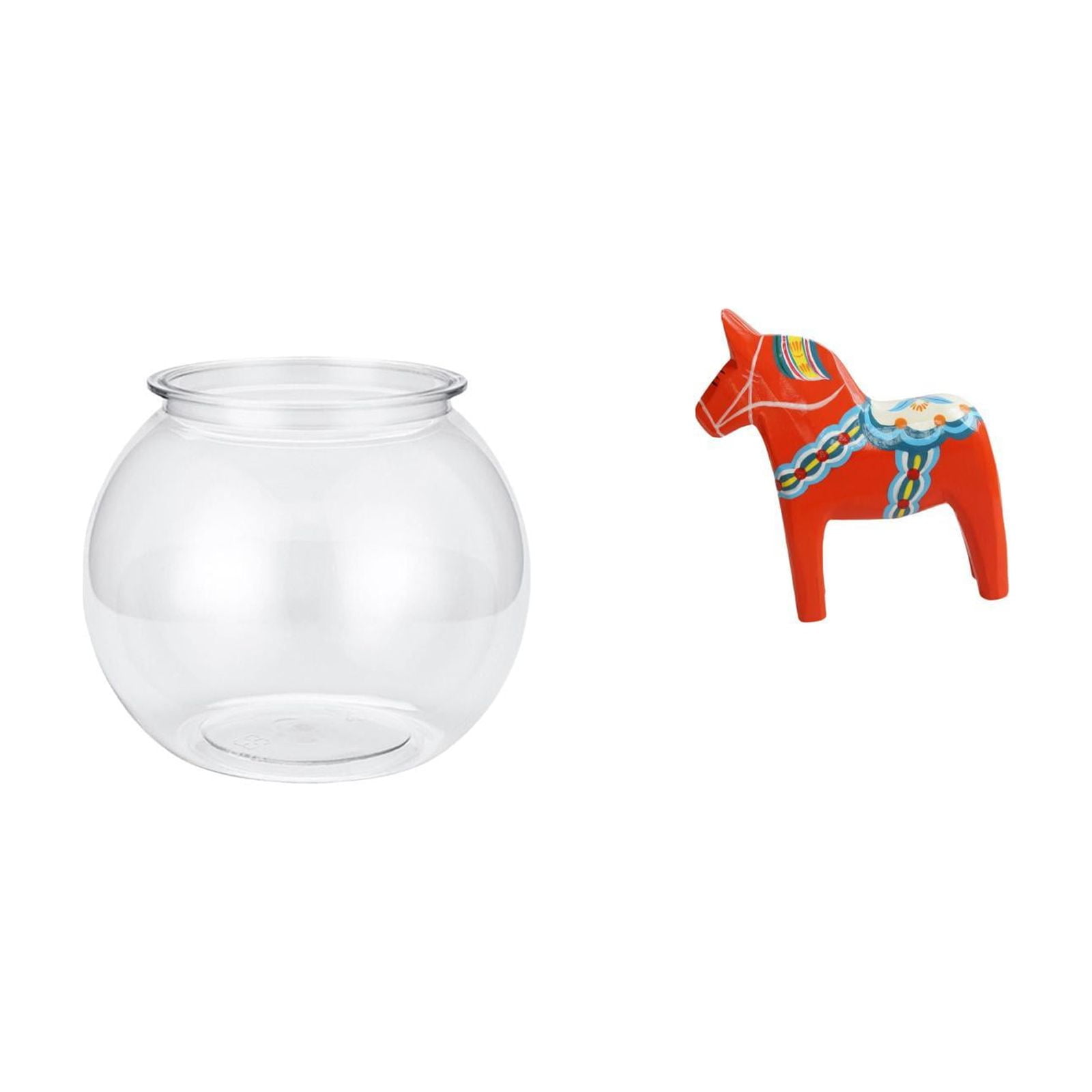 Desktop Aquarium Tank Transparent Small Fish Bowl Vase PP Wood Decor for Office Table Living Room