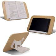 Desktop Book Stand for Reading with Wooden Panel & Rolling Ball Page Clips Foldable and Angle Adjustable for Cooking Book Holder Textbook Recipe Magazine Document Storybook Cookbook
