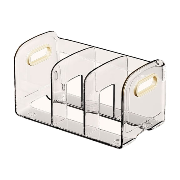 Desktop Book Storage Rack Small Bookshelf Organizer Transparent Plastic File Holder for A4 Books Magazines Documents 3 Compartment Desk Shelf for Home Office Kitchen Bedroom 11 x 5.9 x 5.5 in
