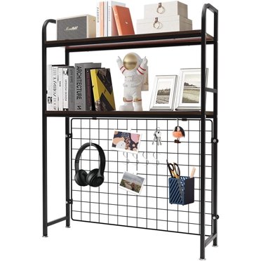 2 Tier 3 Tier Desktop Bookcase For Computer Desk Desktop Bookshelf Book Organizer, Multipurpose Display Rack, For Dorm Desk Countertop Storage Hutch Book Shelves ( Color : Black , Size : 2-Tier 115cm