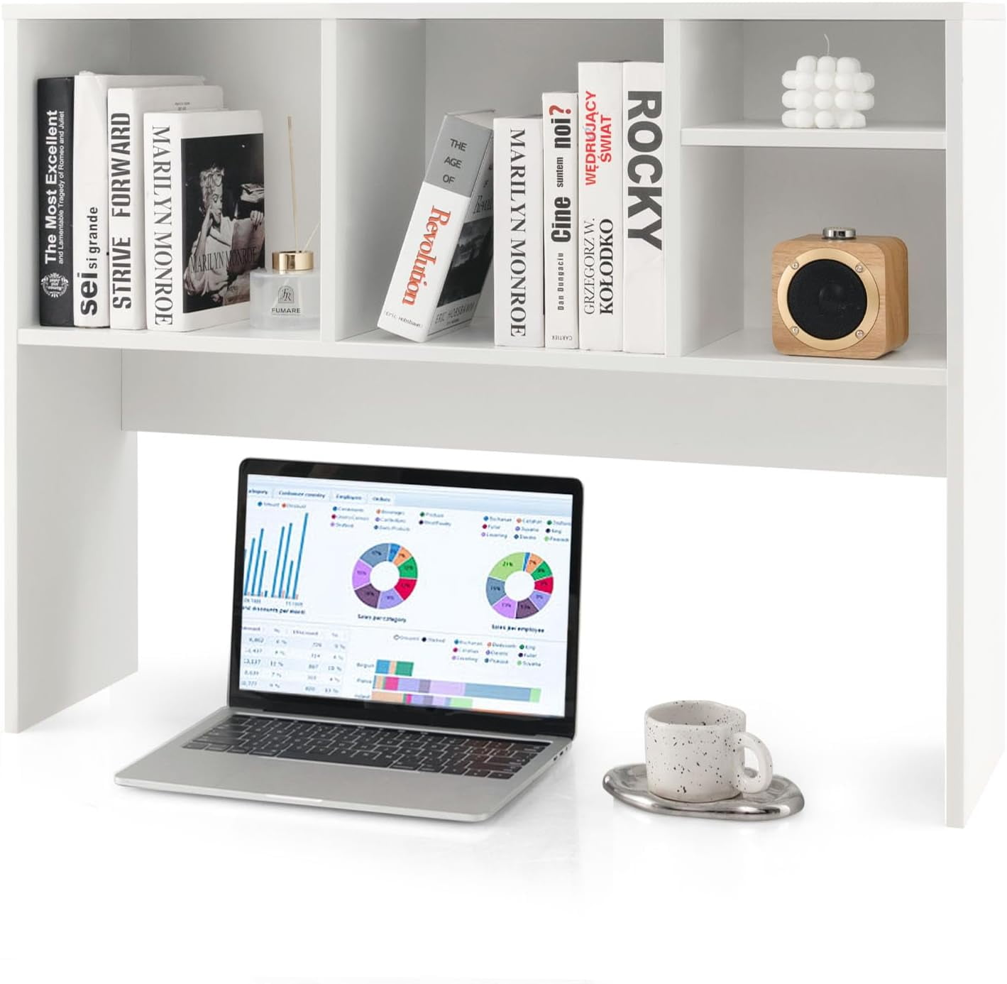 Desktop Bookshelf, 2-Tier Display Organizer Shelf Rack, Dorm Desk Hutch ...