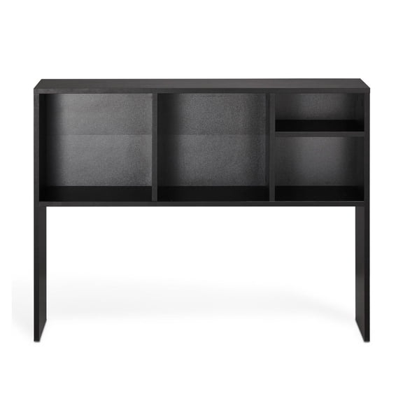Desktop Bookshelf, 37" 1-Tier Organizer, Office Storage Rack, Wood Display Shelf Hutch, Black - for Home, Dorm & Office