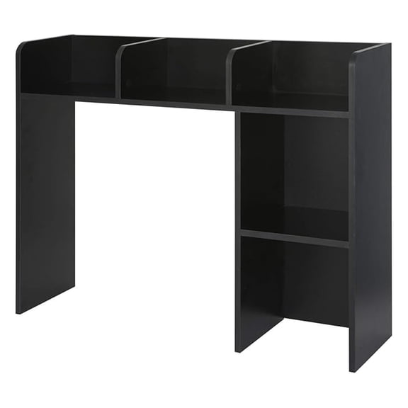 Desktop Bookshelf - Black Small Organizer for Desk, Table Top Shelf Unit with Monitor Stand, 37 Inch Bookcase with Storage Cubes, Home Office Decor