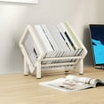 thumbnail image 1 of Desktop Bookshelf Desk Book Storage Rack Stainless Steel Material File Storage Organizer for Learning Supplies and Home Office Organization, 1 of 8