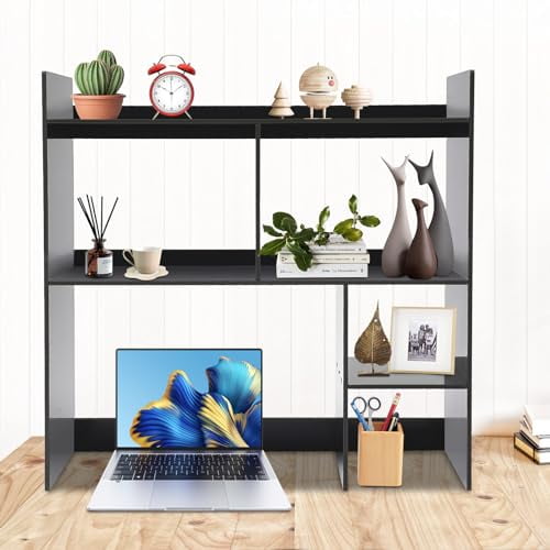 Desktop Bookshelf Modern Desk Shelf Organizer with 5 Compartments 3 ...
