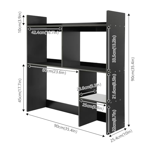 Desktop Bookshelf Modern Desk Shelf Organizer with 5 Compartments 3 ...