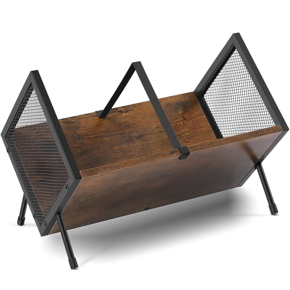 Desktop Bookshelf Organizer, Wood Slanted Desk Bookshelf, Small Tabletop Book Rack, Portable Mini Bookcase for Book Display, Cookbooks, Kids Reading, Office & Home Storage, Rustic Brown