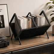 Desktop Bookshelf Organizer, Wood Slanted Desk Bookshelf, Small Tabletop Book Rack, Portable Mini Bookcase for Book Display, Cookbooks, Office & Home Storage, R