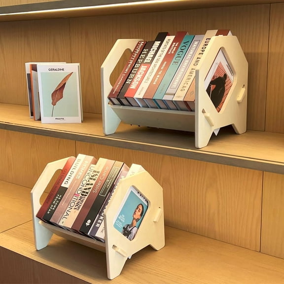 Desktop Bookshelf, Stackable Book Organizer with Handle, storage rack for CD/Magazine/File Folder, Portable for Study, Living room, No Nails