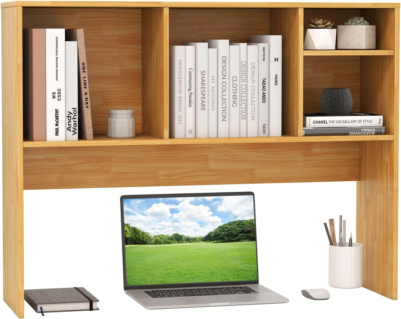 Desktop Bookshelf, Countertop Storage Hutch With 4 Shelves For Computer Desk, Desktop 2-Tier - View #3