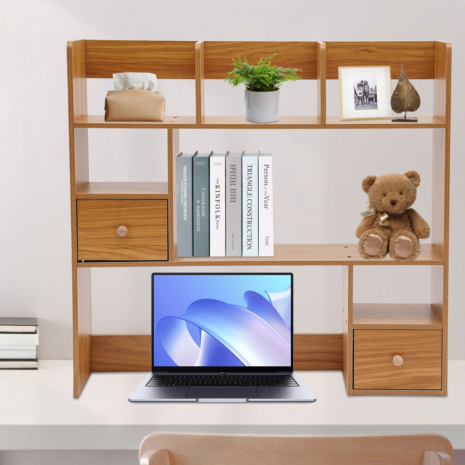 Desktop Bookshelf with Open Storage Compartment for Home Office ...