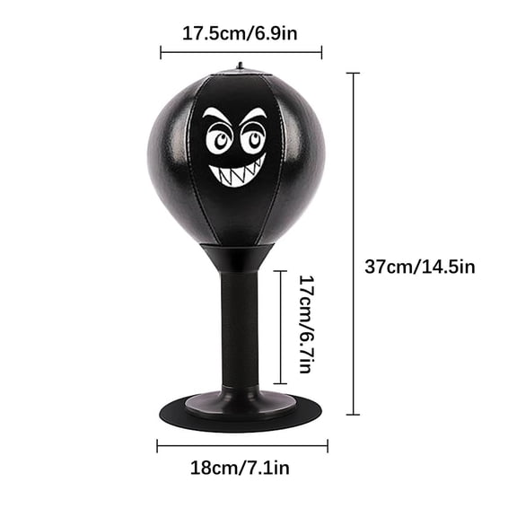 Desktop Boxing Speed Bag - Stress Relief Punching Bag with Heavy-Duty Spring, Compact Portable Training Tool, ABS + Stainless Steel Base, Suction Cup Stability, 37cm Height