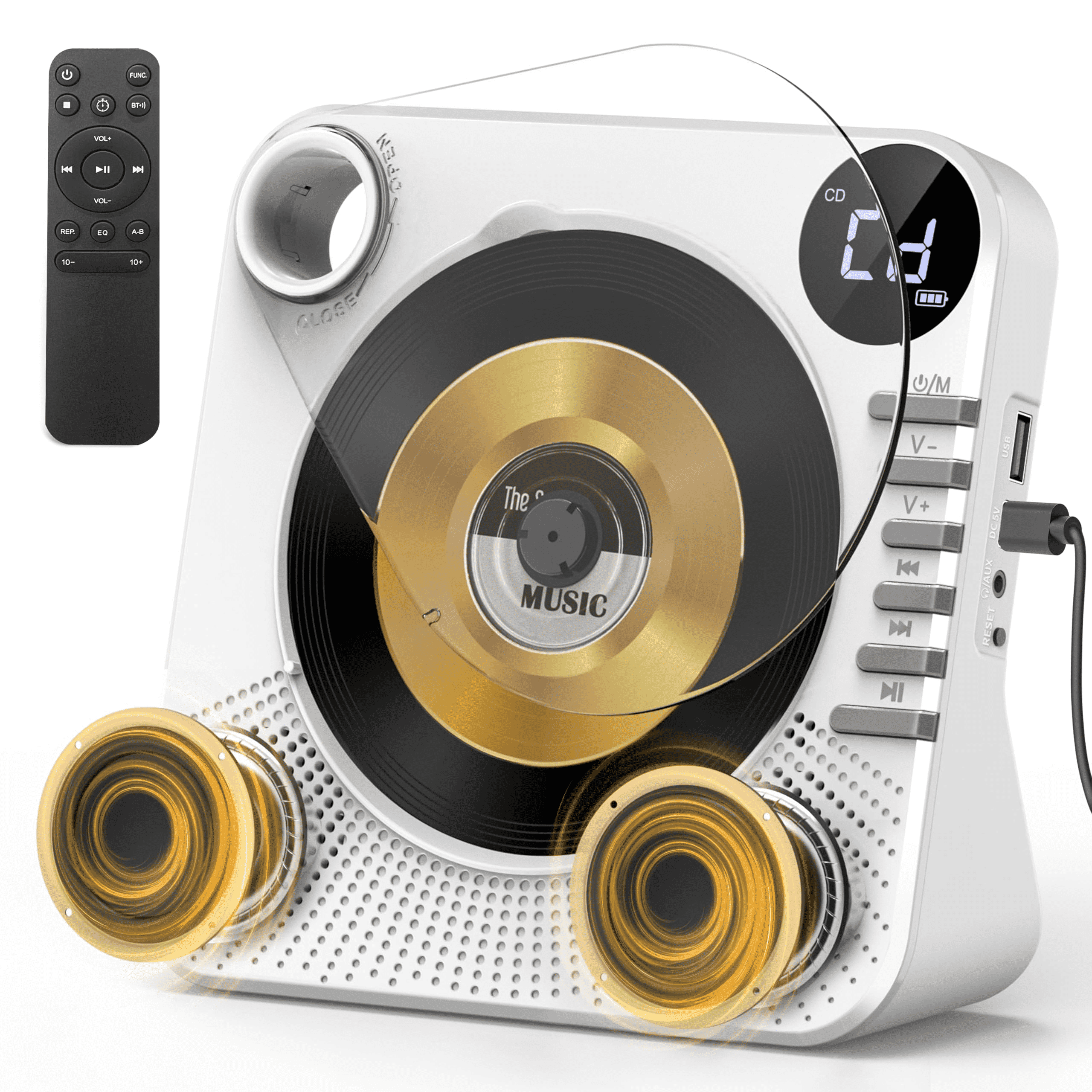 Computer Cd Player Remote Control Desktop CD Player Bluetooth with HiFi Dual Speaker, CD Player for Home ...