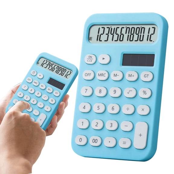 Desktop Calculator 12 Digit Basic Calculator With Tilt Stand Magnetic Back Built-in Battery For Daily Calculation Office Supplies And Home Use, Sky Blue
