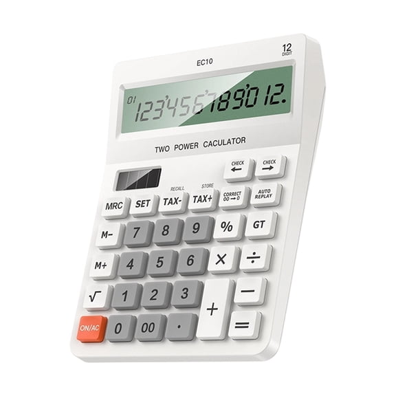 Desktop Calculator 12 Digit LCD Display Solar Backup Tax Memory Keys Raised Screen for Accounting Checkout Study Budgeting Desk Use