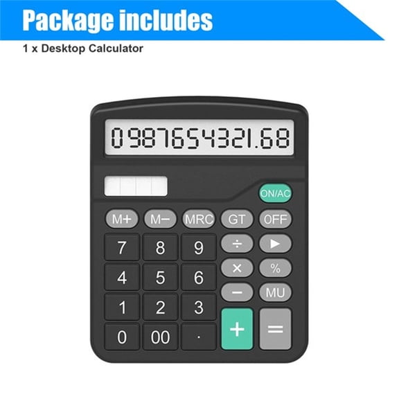 Desktop Calculator, 12 Digit Large LCD Display, Solar and Battery Power Dual Source, Handheld Basic Calculator for Office Student Office&Craft&Stationery