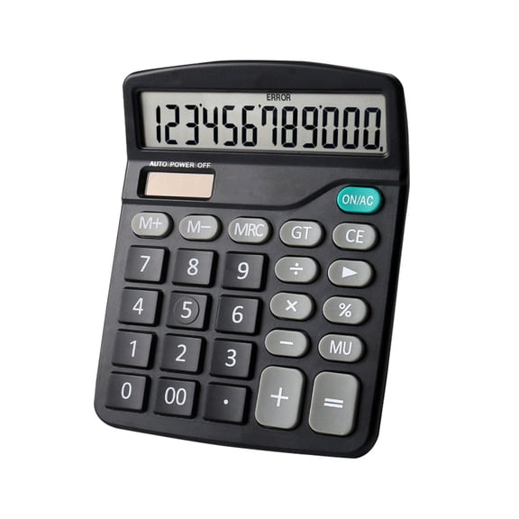 Desktop Calculator 12 Digit with Large LCD Display and Sensitive Button, Solar and Battery Dual , Standard Function for Office, Home, School(Black)