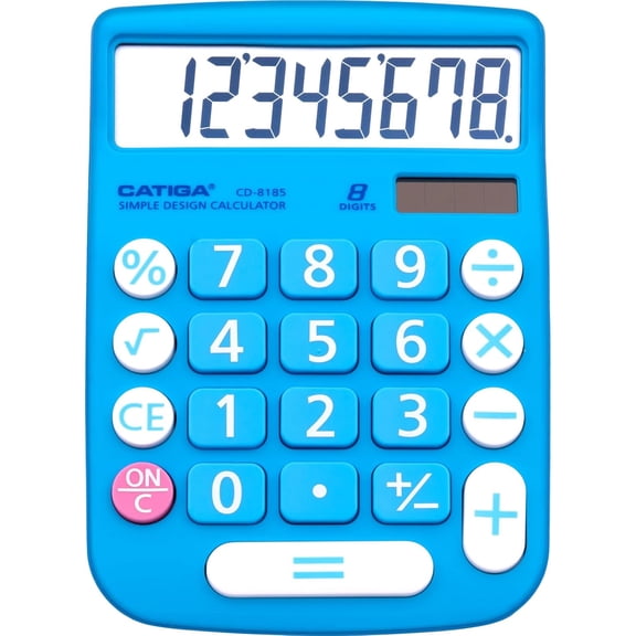 Desktop Calculator 8 Digit with Solar Power and LCD Display, Big Buttons, for Home, Office, School, Class Business, 4 Function Small Basic Calculators Desk, CD-8185