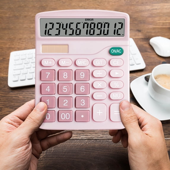 Desktop Calculator, Calculator 12 Digit Desktop Basic Calculato Dual-Power With Large LCD Display