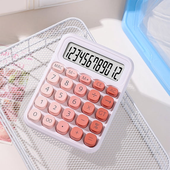 Desktop Calculator, Cute Calculator Small Portable Scientific Calculator For Students 12 Digits Mini Body Plastic Keys Non-slip Bottom Pad Clear Keys