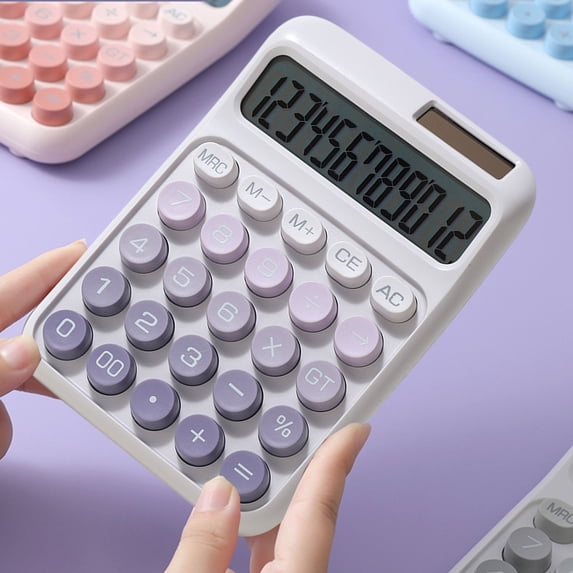 Desktop Calculator, Solar Powered Calculator 7 Cell Battery Power Supply Calculator Office Use For Students To Do Exercises