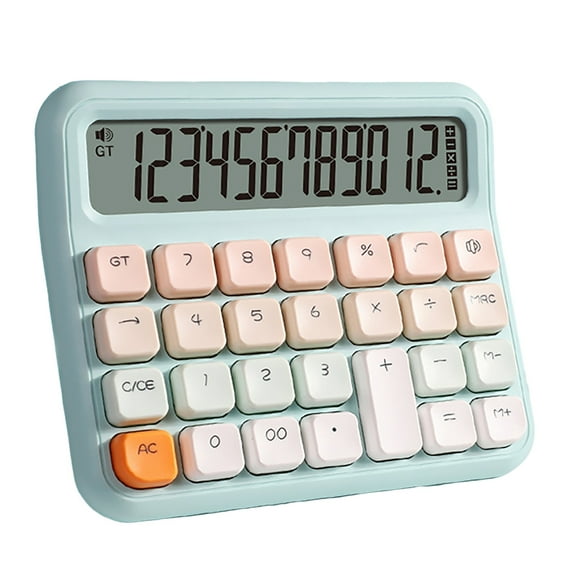 Desktop Calculator Voice/Silent Battery Operated 12 Digits Square Buttons Large LCD Display Portable Student Finance Calculator Office Supplies