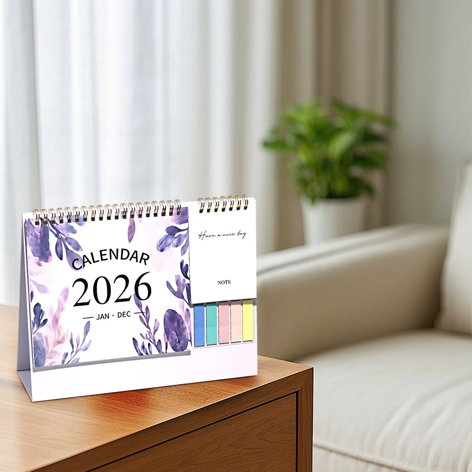 Desktop Calendar 2026 English Multi Functional Desk Calendar with