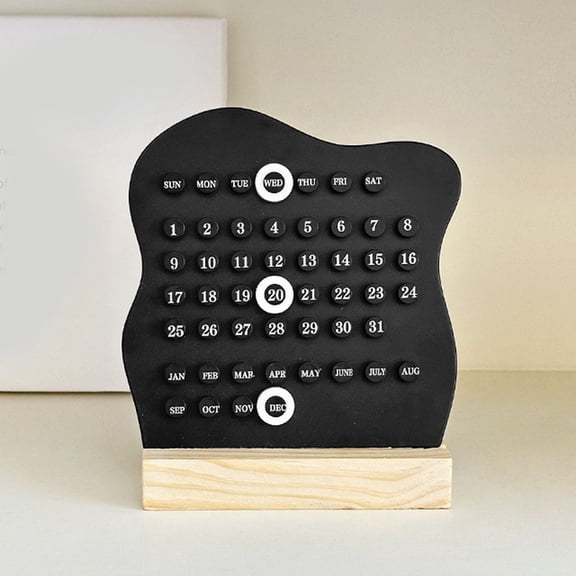 Desktop Calendar, Reusable Block Calendar for Desk, Perpetual Planner Calendar, Modern Ring Date Calendar, Record Cute Decor for Office Home Room Accessories Aesthetic (Black)