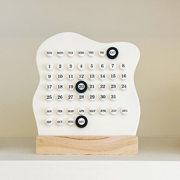 Desktop Calendar, Reusable Block Calendar for Desk, Perpetual Planner Calendar, Modern Ring Date Calendar, Record Cute Decor for Office Home Room Accessories Aesthetic (White)