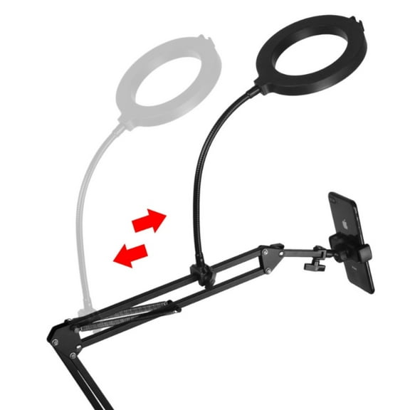 Desktop Cantilever Phone Stand - Aluminum Alloy Arm, 360° Rotation, Fits 4-7 Inch Phones, Space-Saving, No-Tool Installation