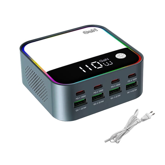 Desktop Charger Phones Charging Dock Adapter with 8 Port Including 4 USB and 4 Type C for Efficient Power Distribution