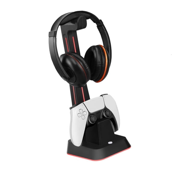 Desktop Charging Stand Base Built In LED Light Charging Station with Headphone Holder for Gamepad