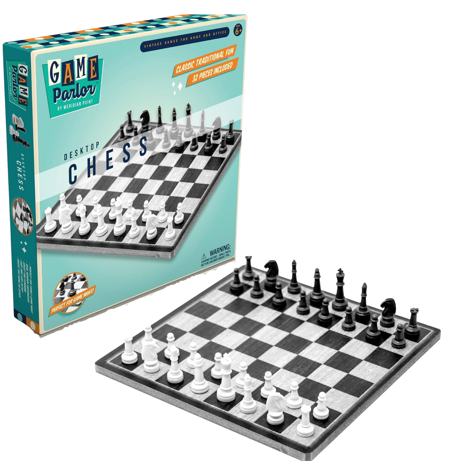 Desktop Chess Sets  – Wooden Chess Set with Real Wooden Checkerboard, Suitable for Family Game Night, Fast & Easy Setup, Chess Board Set for Home or Office, 9.25 × 9.25 × 2.25 Inches