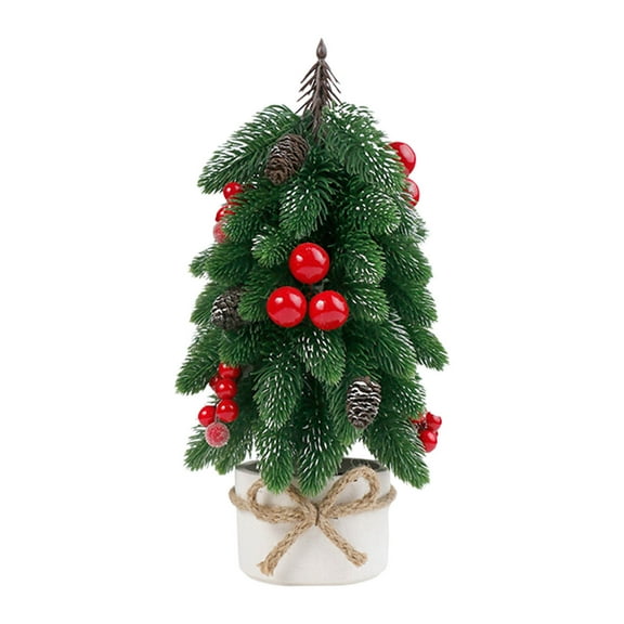 Desktop Christmas Tree – Artificial Potted Xmas Tabletop Tree with Ornaments & Lights, Small Christmas Decoration for Home, Office, Party & Holiday Display