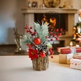thumbnail image 1 of Desktop Christmas Tree Mini Artificial Pine with Bark Barrel Base Small Tabletop Holiday Decoration for Home Office Party, 1 of 6