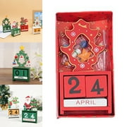 Desktop Christmas Tree Santa Decoration Wooden Christmas Calendar Christmas Decoration 2024 New Year Party Gift,Tree red
