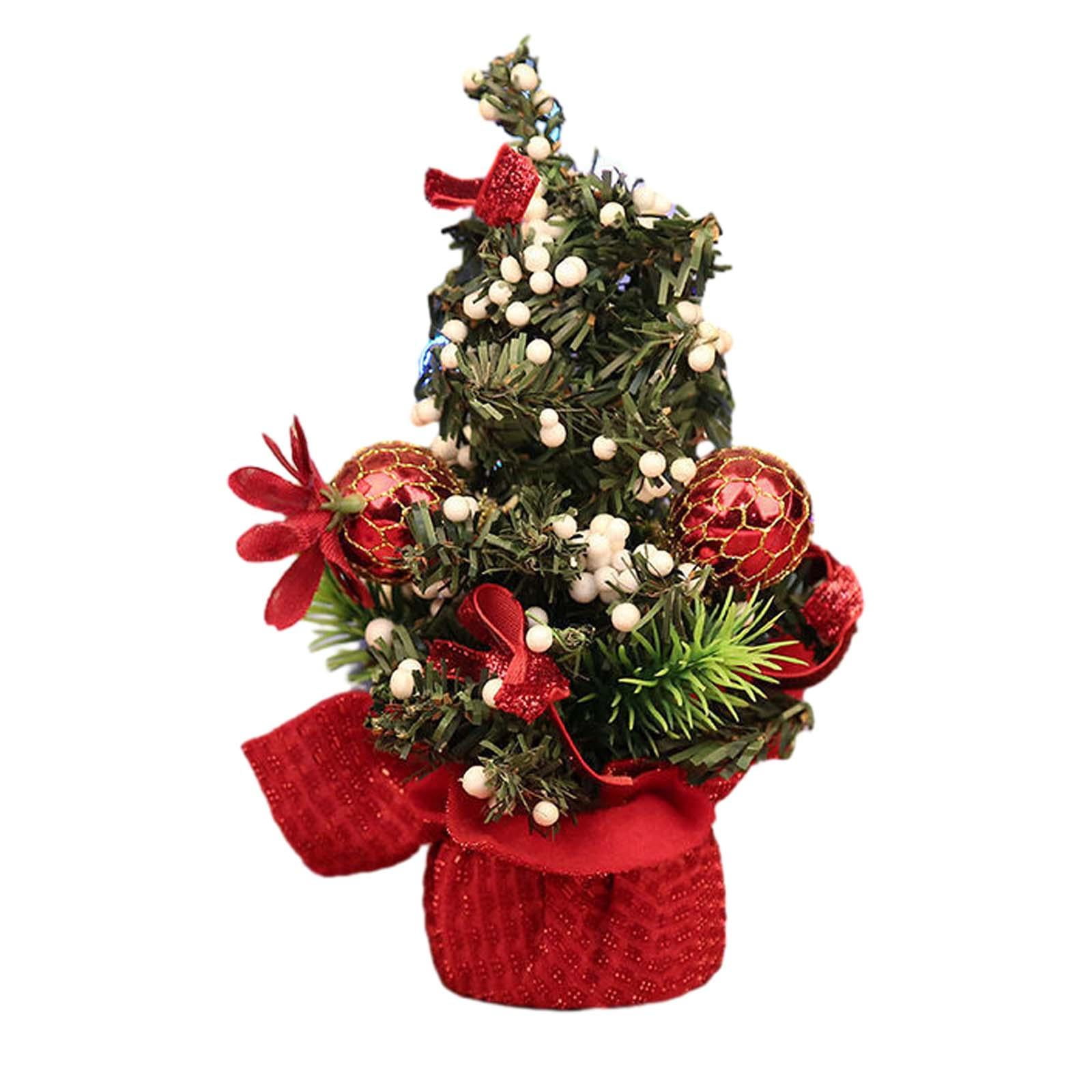 Desktop Christmas Tree with Base, Miniature Xmas Tree Crafts, Ornaments