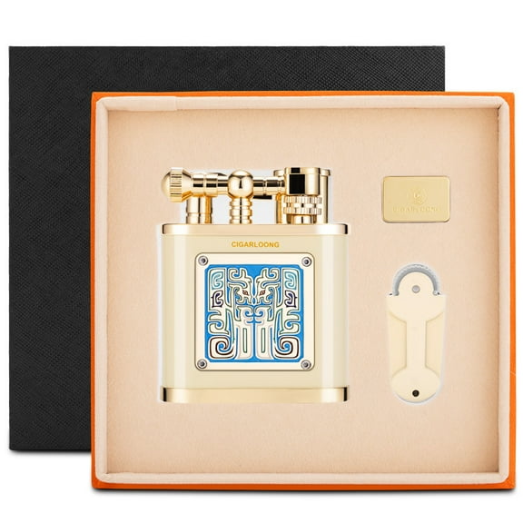 Desktop Cigar Lighter With Windproof Direct Thrust And Ignition Stone Cigarette Kit Gift Box Cl-110