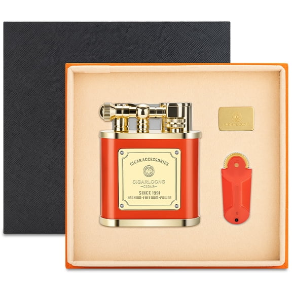 Desktop Cigar Lighter With Windproof Direct Thrust And Ignition Stone Cigarette Kit Gift Box Cl-110