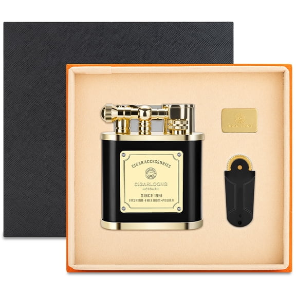 Desktop Cigar Lighter With Windproof Direct Thrust And Ignition Stone Cigarette Kit Gift Box Cl-110