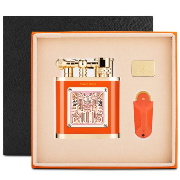 Desktop Cigar Lighter With Windproof Direct Thrust And Ignition Stone Cigarette Kit Gift Box Cl-110