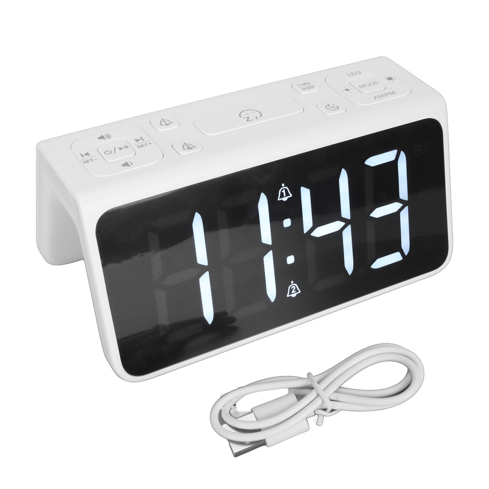 Desktop Clock Bluetooth Speaker Dual Alarm Clock White Noise Voice